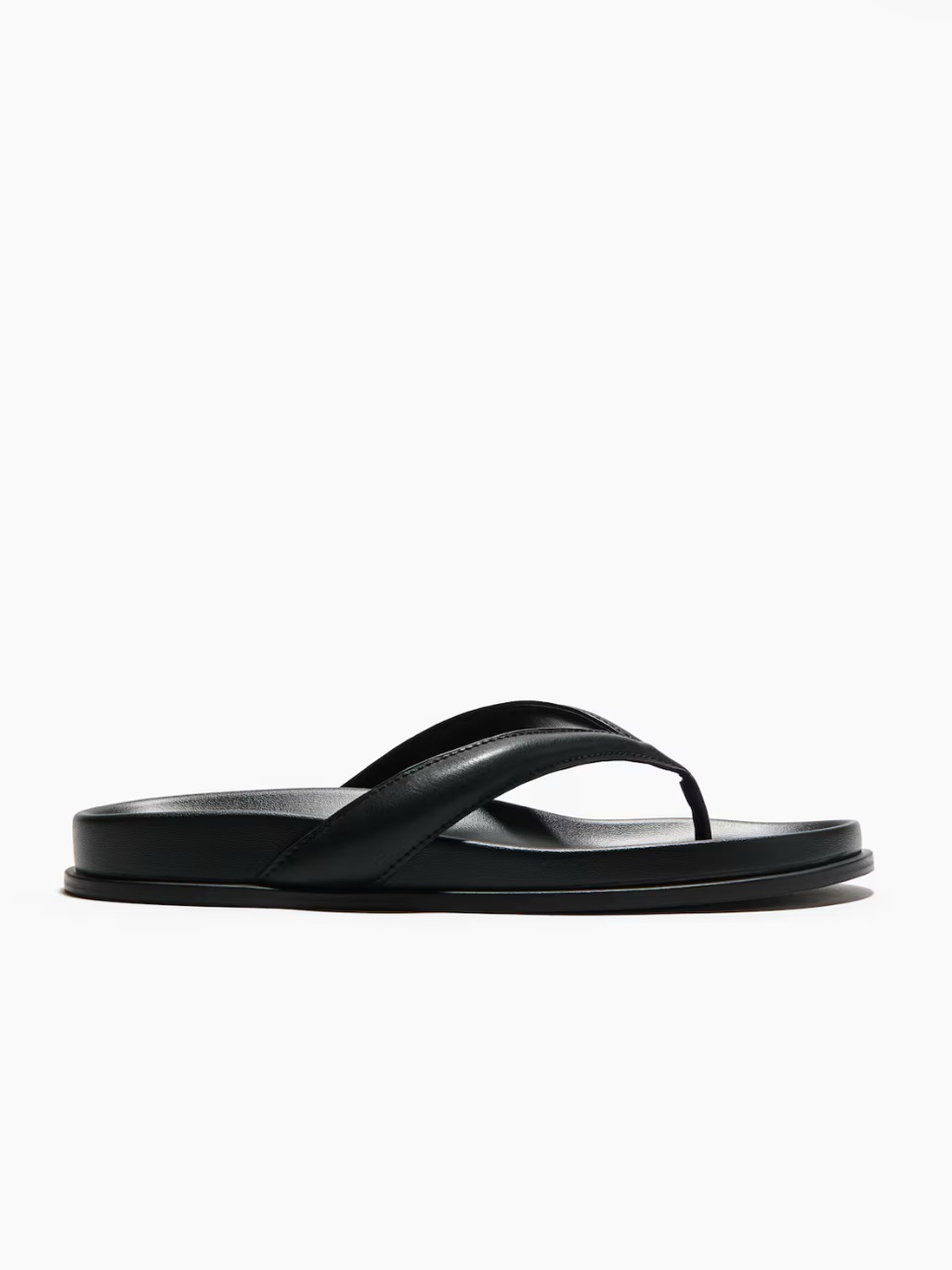 Black Leather Flip Flop Sandal